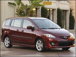 While smaller than your average minivan, the Mazda Mazda5 seats six in three rows and features such as the foldout snack tray, large siding doors and low floor mean big kids can be self-sufficient while Mom plays chauffeur. Mom will be happy behind the wheel with available features like a navigation system, Bluetooth capability and heated leather seats to keep her riding in style while standard side airbags for the front seats, side curtain airbags, traction and stability control provide peace of mind.Research the Mazda5Mazda5 OverviewMazda5 PicturesFree Mazda5 Price Quote