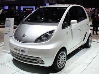 Tata Motors bills its Nano as the cheapest car in the world. Although not for sale in the United States just yet, a version of the Nano will go on sale in Europe later this year. At the Geneva Motor Show the company showed an electric version of that Nano. The Tata Nano Electric Vehicle (EV) will be built on the existing Nano platform, will seat four adults, and promises a range of 160 kilometers (99 miles) and acceleration of 0-60 kilometers per hour in under 10 seconds.Read MoreDetroit Auto ShowLA Auto ShowPorsche 918 Hybrid ConceptTata Nano EV Photos