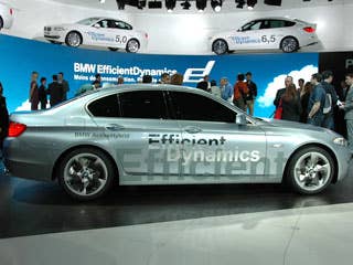 Built on the all-new 2011 BMW 5 Series, the ActiveHybrid model uses a turbocharged six-cylinder engine along with a 53-horsepower electric motor working through an eight-speed automatic transmission. BMW claims that the system returns 10-percent better fuel economy, plus an extra helping of instant boost during acceleration.Read MoreDetroit Auto ShowLA Auto ShowPorsche 918 Hybrid ConceptBMW 5 Series ActiveHybrid Photos