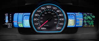 Ford's SmartGauge shows growing leaves as the vehicles is driven more economically