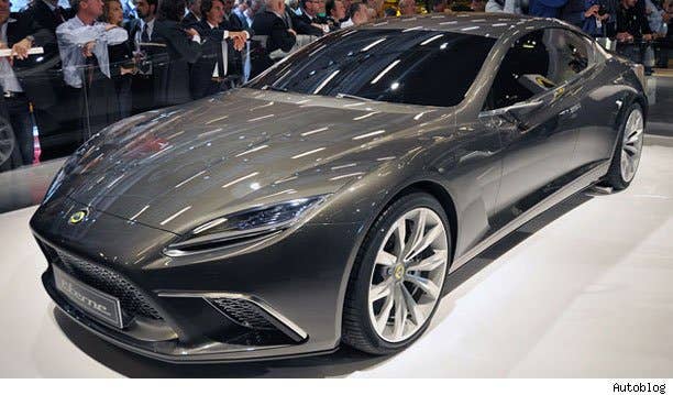 Lotus Eterne  When we think of Lotus, the words "hybrid" and "sedan" aren't exactly the first words that come to mind. Now, though, Lotus is changing all that with the introduction of its Eterne concept, a four-door sedan with an optional hybrid powertrain. Like the new Esprit concept, the Eterne is powered by a 620-horsepower, 5.0-liter V8 sourced from Toyota. The optional hybrid drivetrain uses a Formula 1-style KERS energy recuperation system, and the Lotus sedan will be available in both rear- and all-wheel drive.