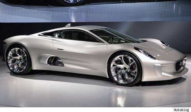 Jaguar C-X75 Concept This week's big surprise at the Paris Motor Show was the range-extended electric supercar from Jaguar, the C-X75 Concept. Built to celebrate the marque's 75th anniversary, the concept looks forward to the future while honoring Jaguar's heritage and design. Featuring four electric motors producing 195 horsepower at each wheel, along with two micro-gas turbines that - in theory - charge the batteries, the C-X75 can top 205 mph and has a projected combined range of 560 miles.