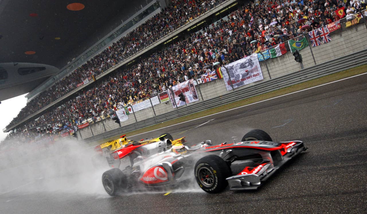 McLaren-Mercedes driver Lewis Hamilton of Britain drives his car during the Formula One Chinese Grand Prix in Shanghai on April 18, 2010. Hamilton finished the race in second place.  AFP PHOTO / POOL (Photo credit should read STR/AFP/Getty Images)