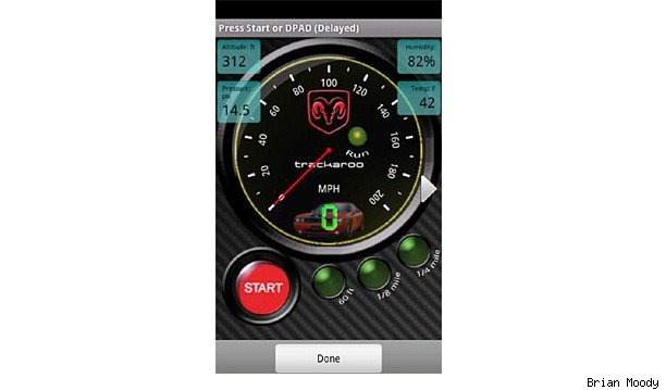 Dynomaster ($5.99) - A drag racing and dynamometer app that calculates quarter-mile times, it also includes a g-force meter and custom speedometer. Plus it can create Excel spreadsheets and has a data replay feature with the ability to send time slips right to your Facebook account. Every user who rated this app on the Android Marketplace gave it as least three out of five stars.