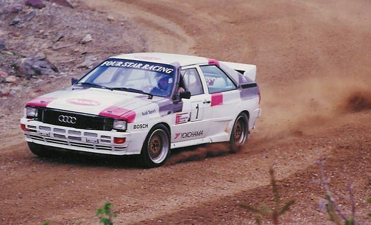 Frank Sprongl in his Audi Quattro