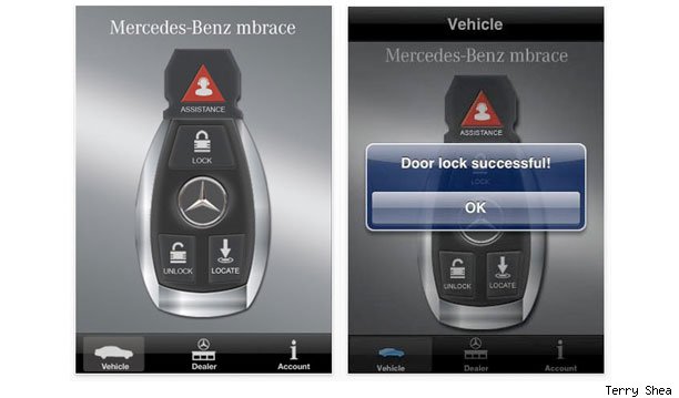 Mbrace Mobile from Mercedes-Benz (Free for Mbrace subscribers) - Mercedes-Benz's Mbrace telematics system gets a jolt of even slicker technology with their new Mbrace Mobile application. Now, roadside assistance requests are but the touch of a button away. No need to figure out where you are, just start the app and you will be connected directly to the Mbrace call center. Okay, that sort of connectivity is not really new, but how about remotely unlocking your car, or, better yet, locking it? If you are sitting in your office and thinking, Did I lock my car before stepping into this tiny, windowless, fluorescent-lit cubicle this morning? you needn't worry anymore. Likewise, if you can't remember exactly where you parked your $200,000 S65 AMG, this app will help you find it, as long as you are within a mile of your car.