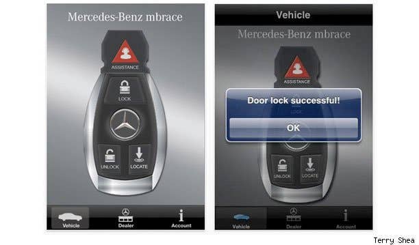 Mbrace Mobile from Mercedes-Benz (Free for Mbrace subscribers) - Mercedes-Benz's Mbrace telematics system gets a jolt of even slicker technology with their new Mbrace Mobile application. Now, roadside assistance requests are but the touch of a button away. No need to figure out where you are, just start the app and you will be connected directly to the Mbrace call center. Okay, that sort of connectivity is not really new, but how about remotely unlocking your car, or, better yet, locking it? If you are sitting in your office and thinking, Did I lock my car before stepping into this tiny, windowless, fluorescent-lit cubicle this morning? you needn't worry anymore. Likewise, if you can't remember exactly where you parked your $200,000 S65 AMG, this app will help you find it, as long as you are within a mile of your car.