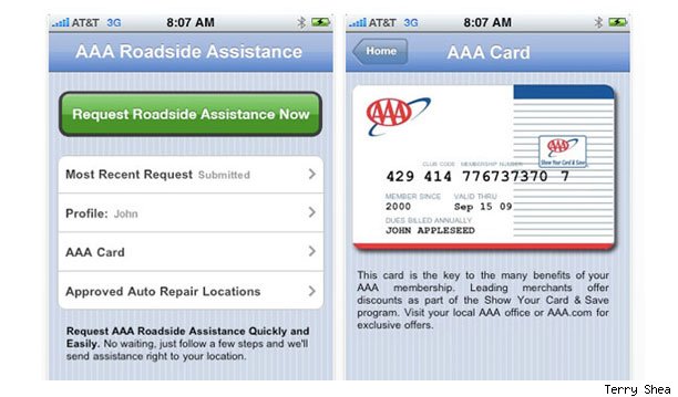 AAA Roadside (Free, but useful only for AAA members) - AAA is the granddaddy of roadside assistance plans in the U.S., available to help across the country when trouble arises. While calling them is not necessarily inconvenient from a cell phone, using the iPhone app you can get your service call logged and the iPhone will automatically note your location to the dispatcher, something not always easy when traveling in an unfamiliar area. Along with those coordinates, you send a description of the vehicle, its current problem and your AAA member number. Once they have logged and dispatched your call, you will get a message back confirming your request for service. Also, if you would like to speak with someone, you can request that as well. The app will also use geo-locating tools to find local AAA-approved auto repair businesses in the area.