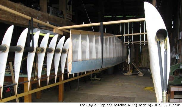 The wings of the Snowbird ornithopter are 105 feet across, comparable to the wingspan of a Boeing 737.