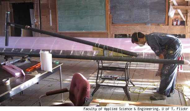 The Snowbird is constructed mostly out of fiber, foam and balsa wood in order for it to be very lightweight.