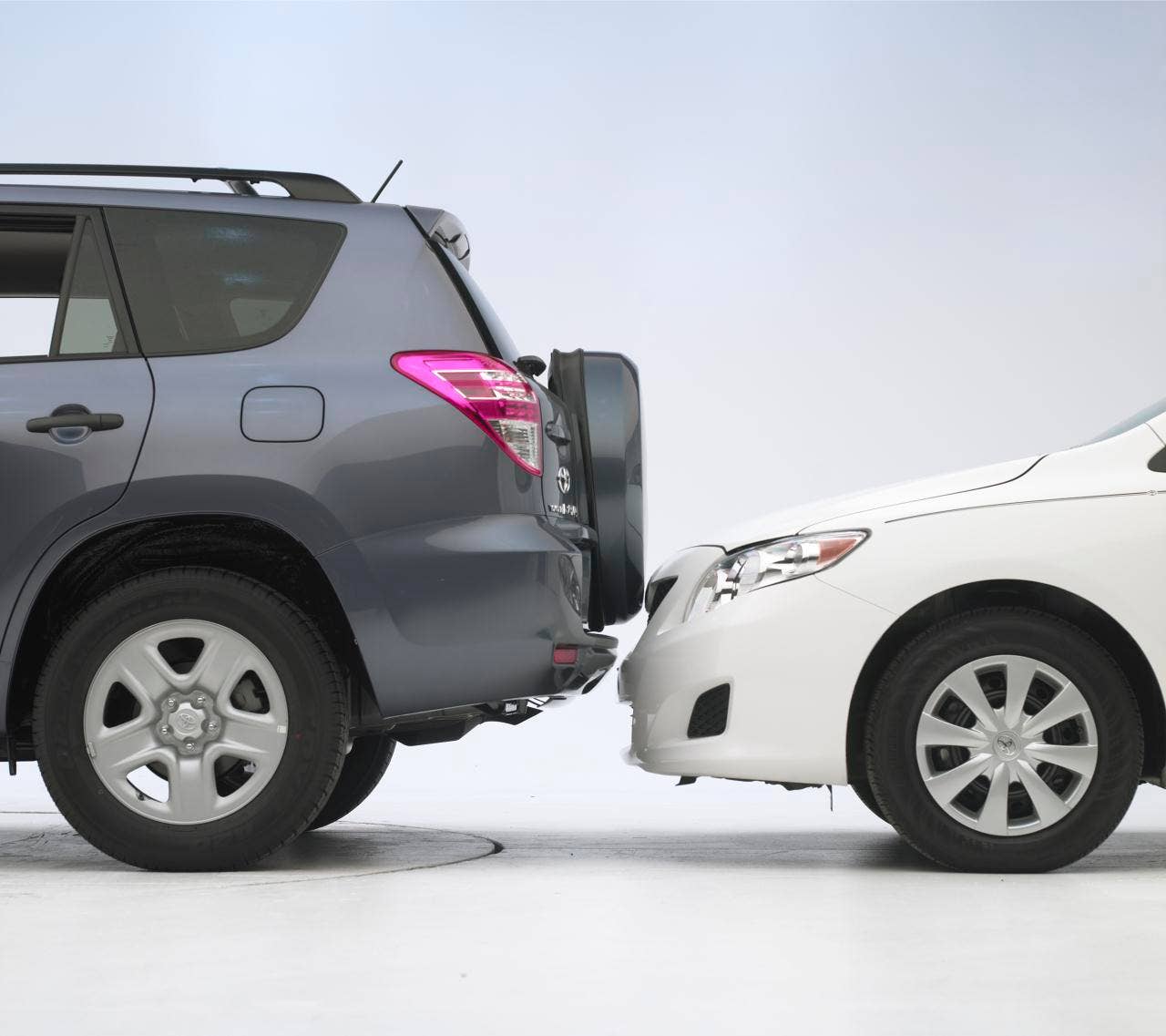 IIHS Small Car Bumper Damages. Toyota Corolla and Toyota Rav4