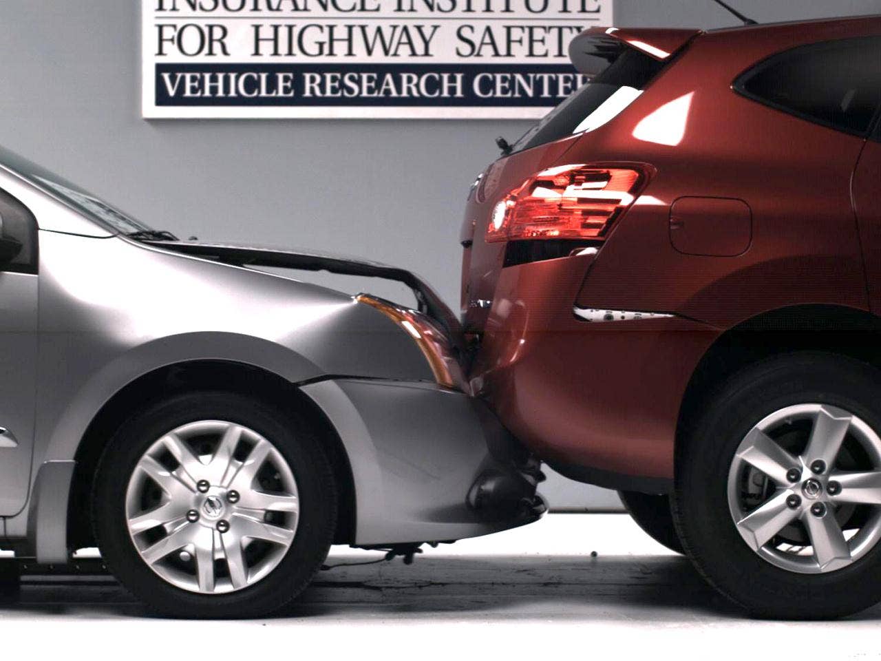 IIHS Small Car Bumper Damages. Nissan Sentra and Nissan Rogue