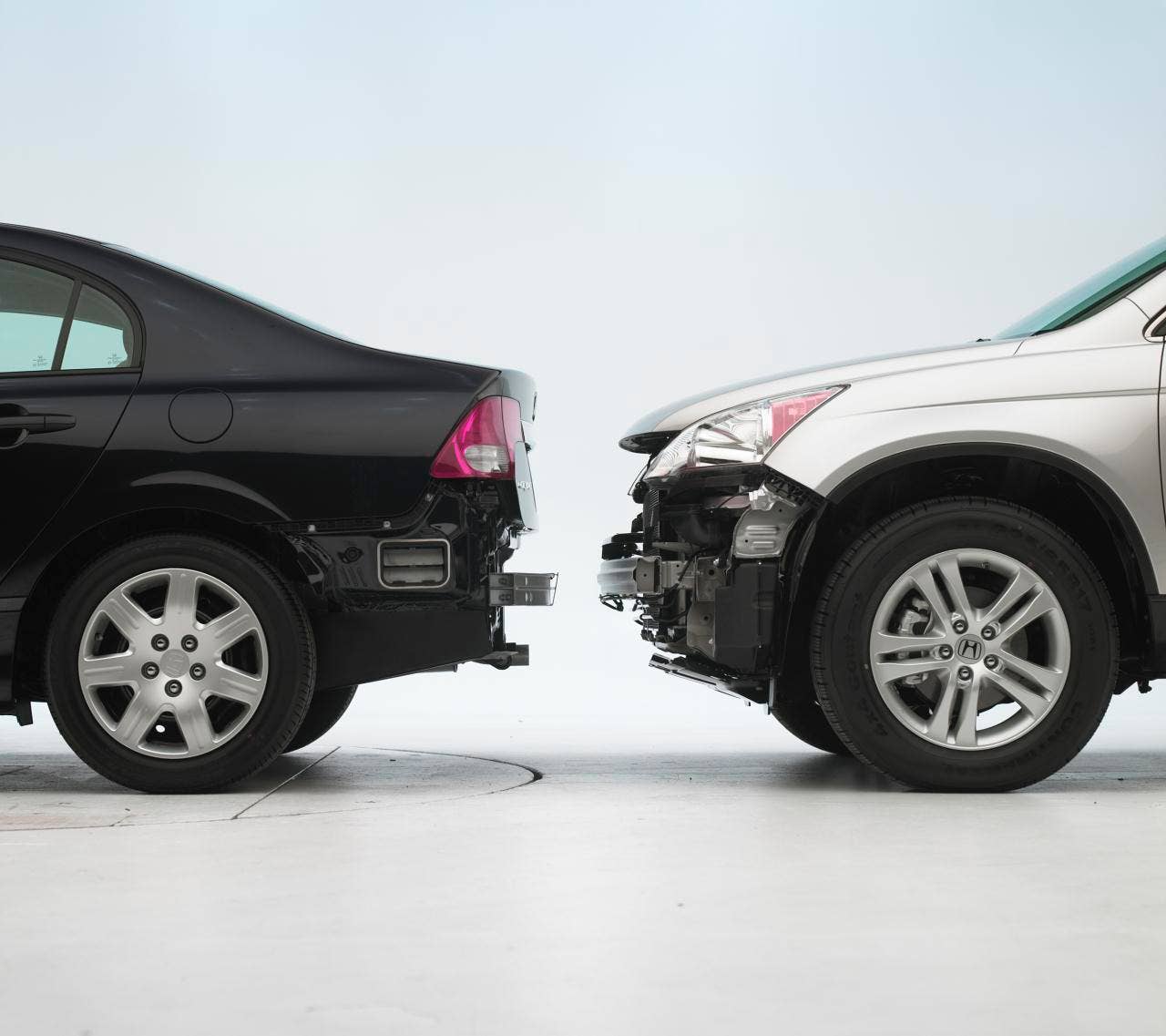 IIHS Small Car Bumper Damages. Honda Civic and Honda CRV