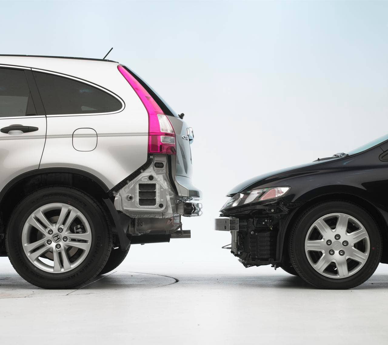 IIHS Small Car Bumper Damages. Honda CRV and Honda Civic