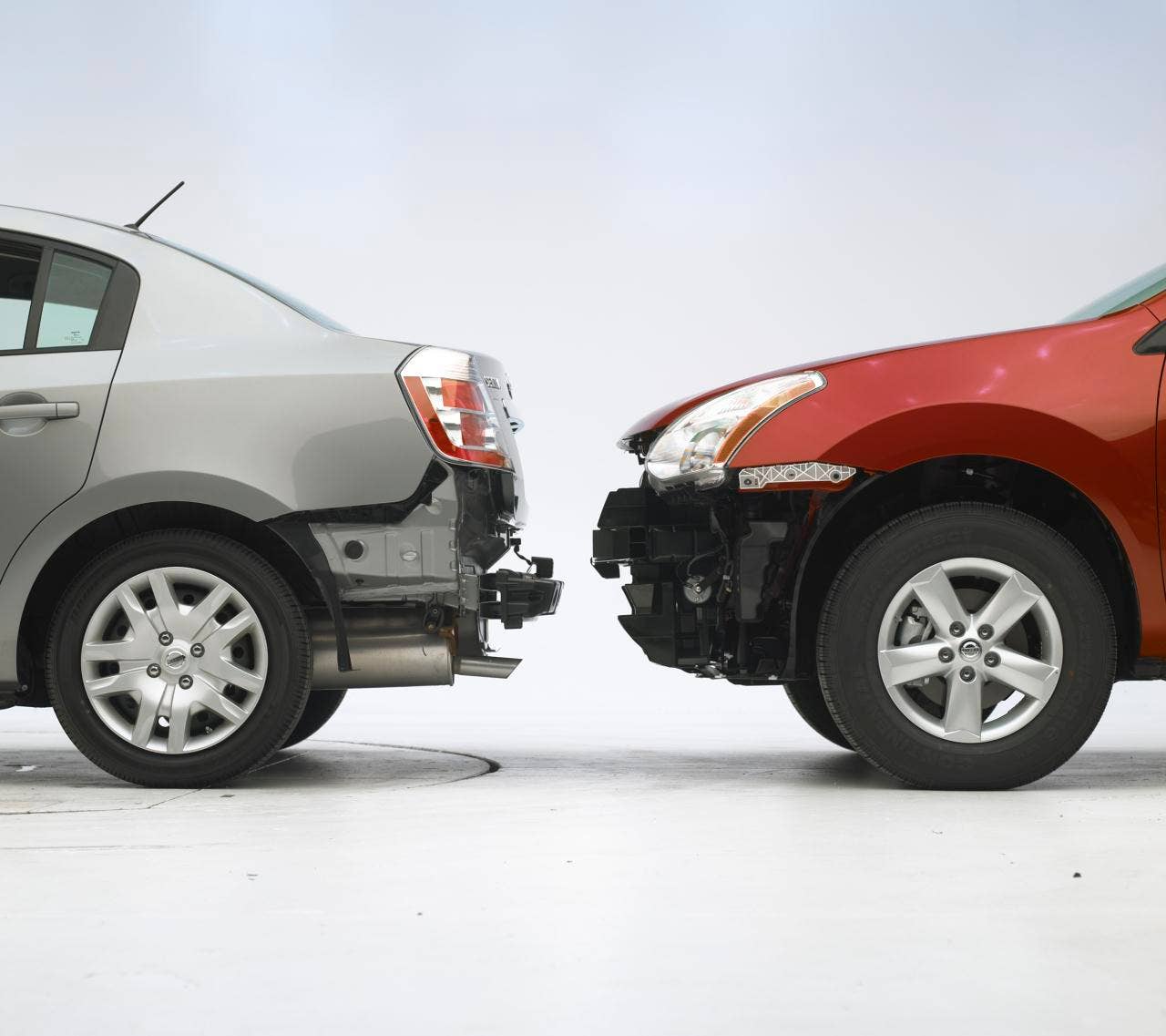 IIHS Small Car Bumper Damages. Nissan Sentra and Nissan Rogue
