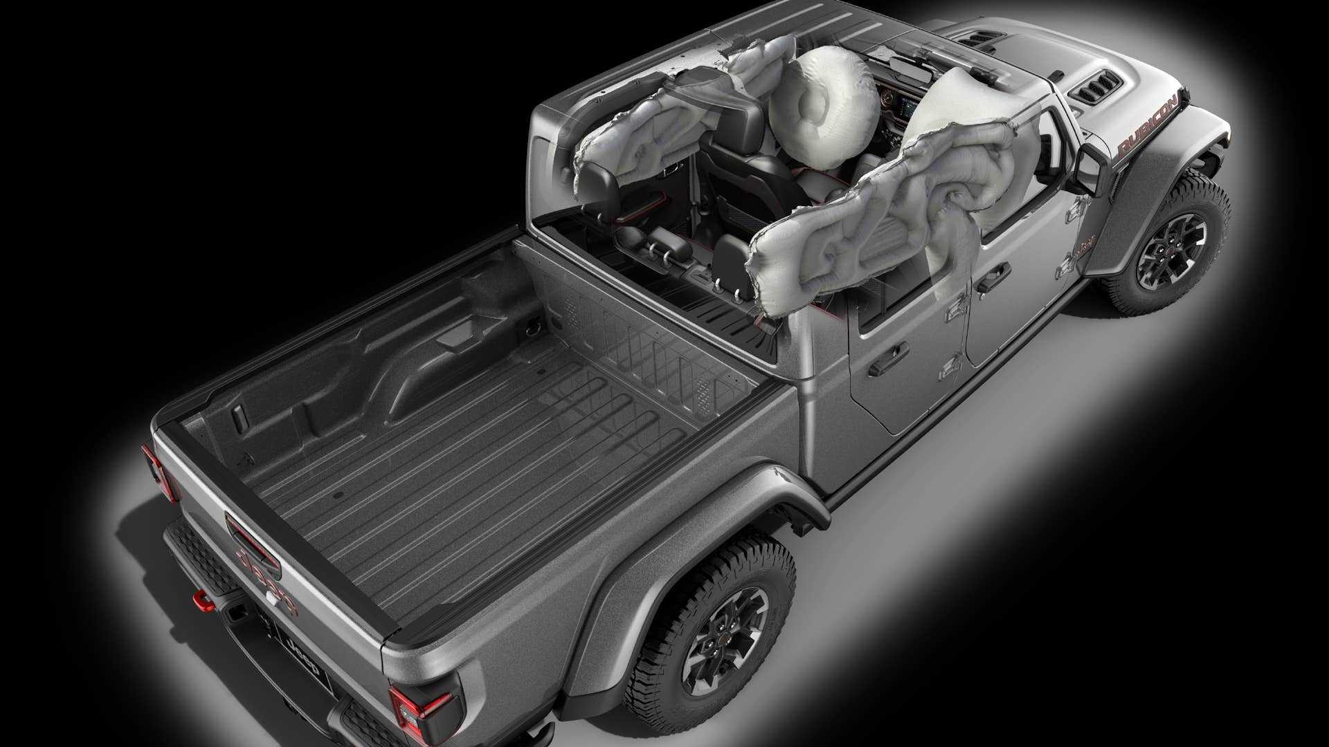 The new 2024 Jeep® Gladiator features standard side curtain airbags for the first and second rows.