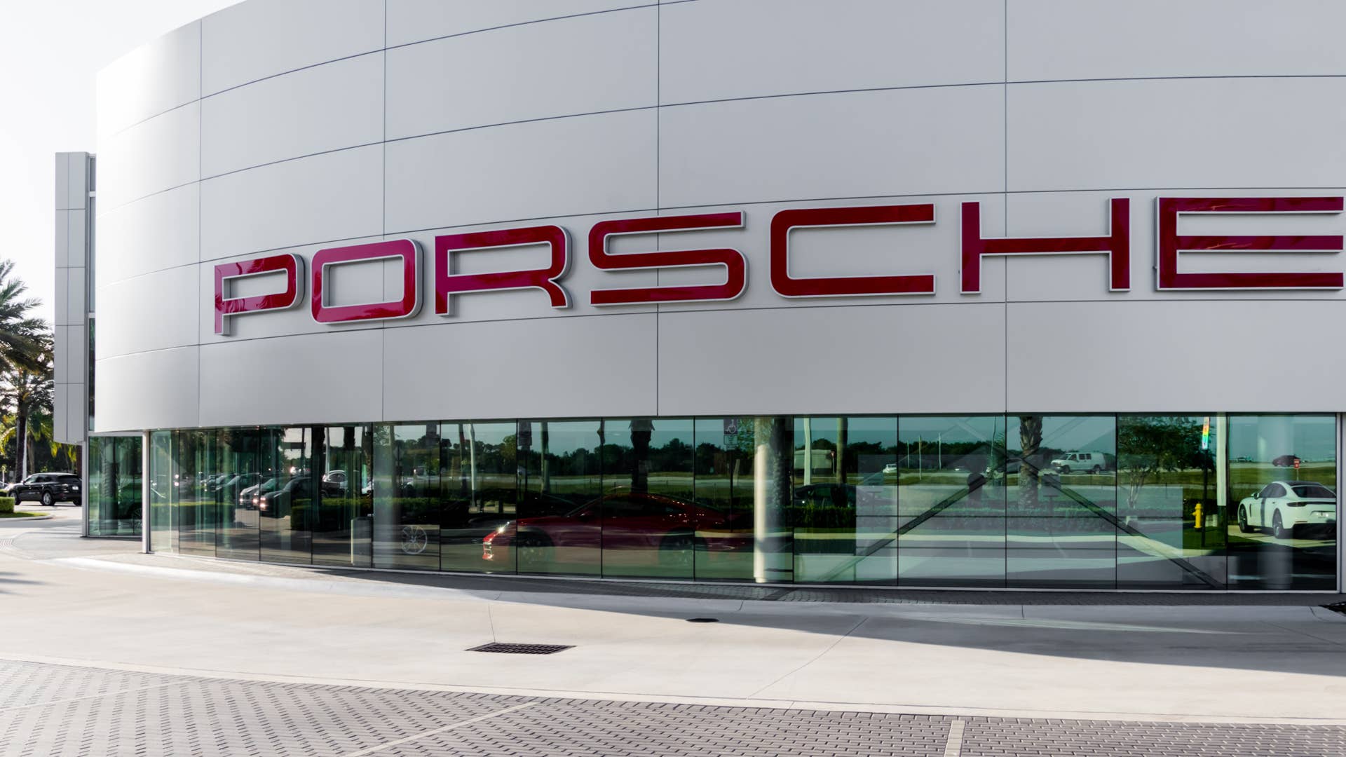 Davie, Florida/USA - September 27, 2019: Porsche West Broward is the best place to purchase your dream, next Porsche. Porsche dealer building. Porsche Cars for sale.
