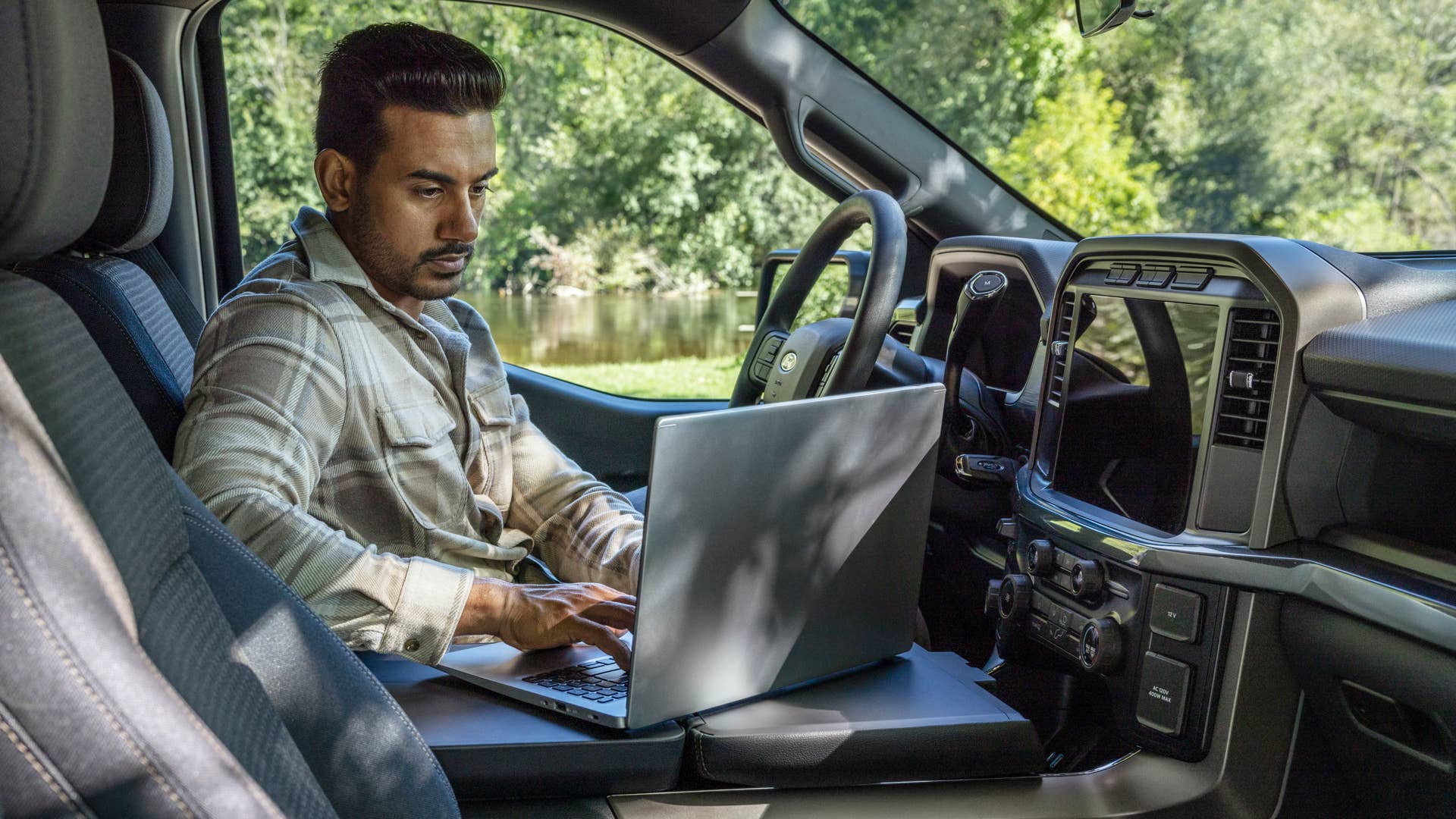 2024 Ford F-150 preproduction model shown with optional equipment. Available early 2024. Actual production vehicle may vary. Professional driver on closed course. Always consult the Owner’s Manual before off-road driving, know your terrain and trail difficult, and use appropriate safety gear.
