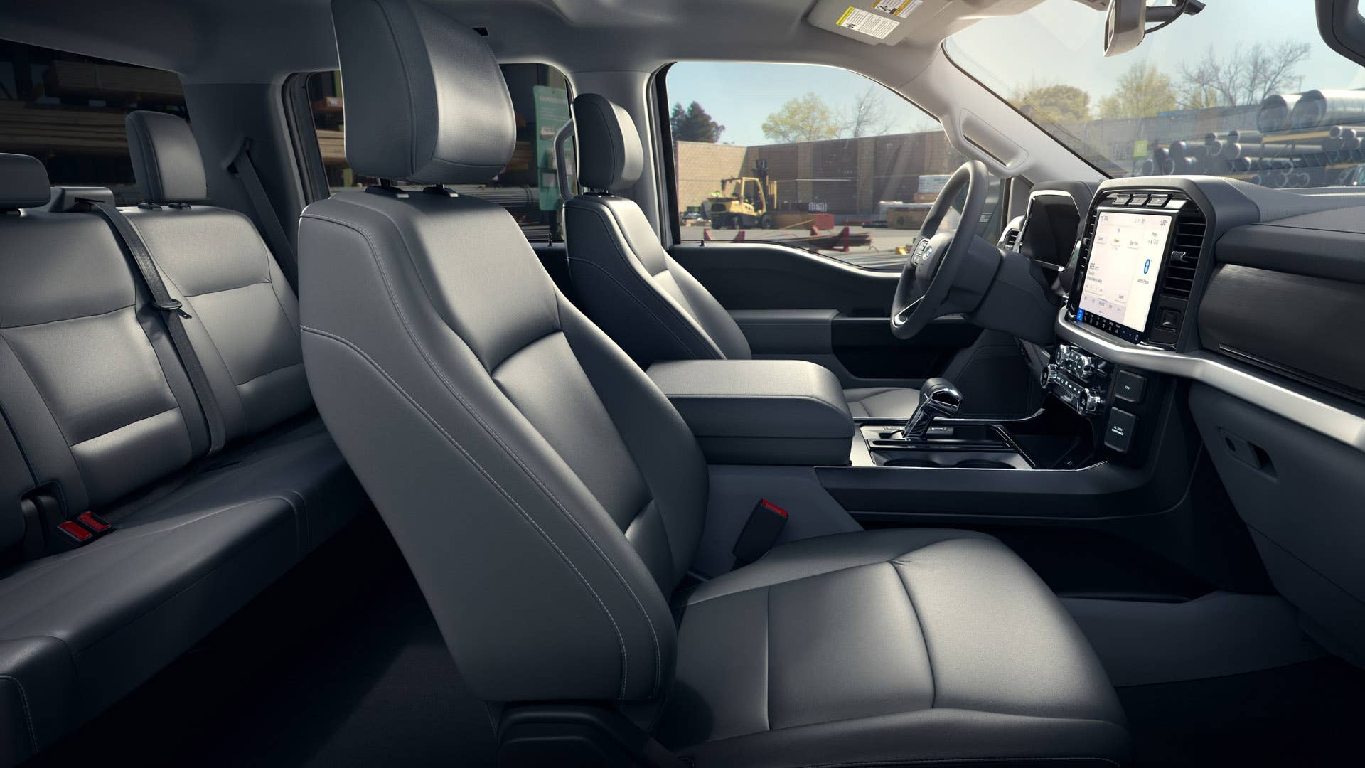 2022 Ford F-150 Lightning Pro. Pre-production model with available features shown. Available starting spring 2022. Preproduction screens shown and are subject to change.