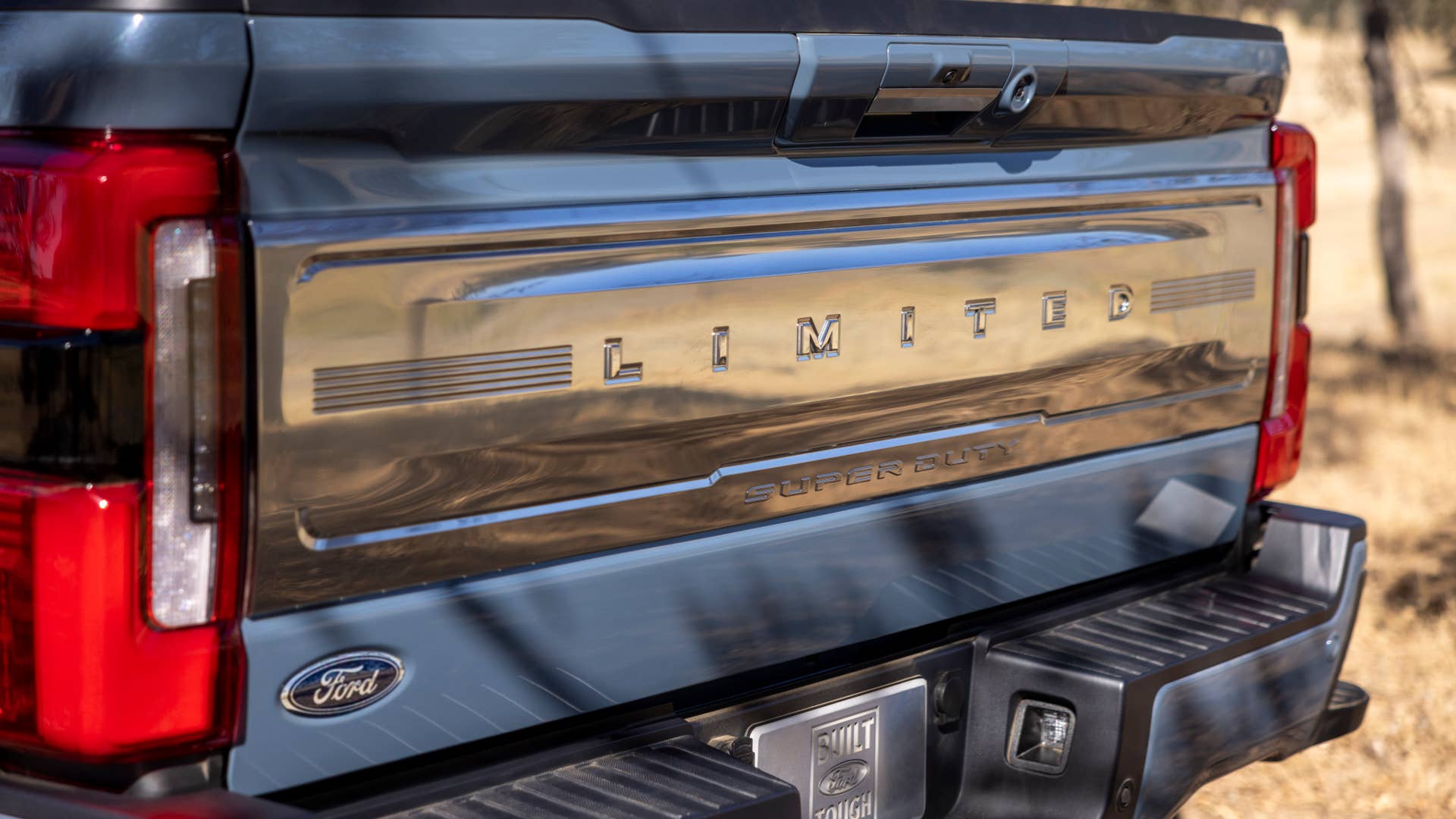 Available spring 2023. Preproduction 2023 F-350 Azure Gray (extra cost color) with optional features.