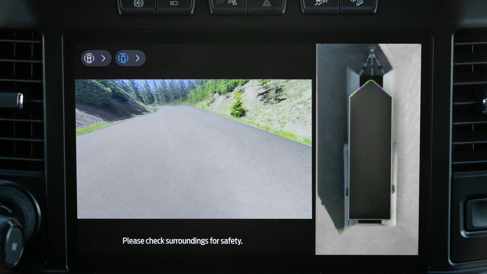 Requires 360-degree Camera Package. Preproduction model shown with available features. 360-Degree Trailer Camera Kit available spring 2023.
