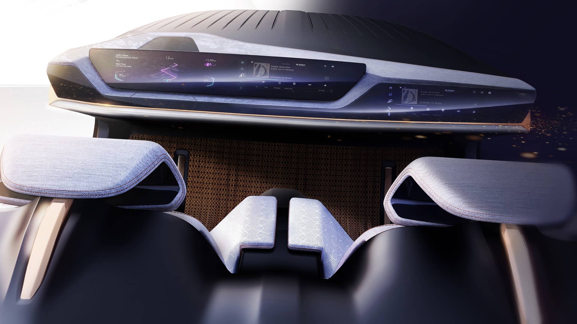 The Chrysler Synthesis interior conveys a modern and spacious sanctuary compatible with Level 3 autonomous driving functionality. Interior appointments complement the cockpit’s personalization features while enhancing comfort and the overall mobility experience.