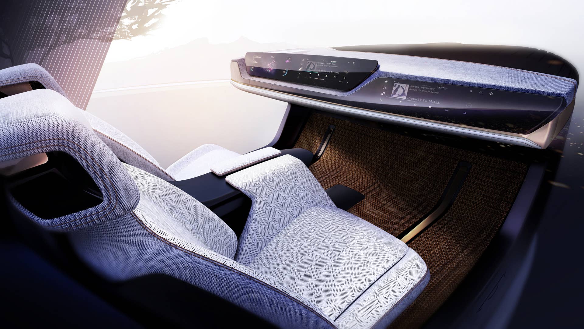 The Chrysler Synthesis interior conveys a modern and spacious sanctuary compatible with Level 3 autonomous driving functionality. Interior appointments complement the cockpit’s personalization features while enhancing comfort and the overall mobility experience.