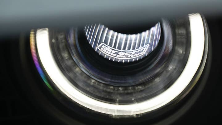 The Direct Connection logo, hidden within the headlamps of the 2023 Dodge Challenger SRT Demon 170. Direct Connection is the Dodge performance parts brand.