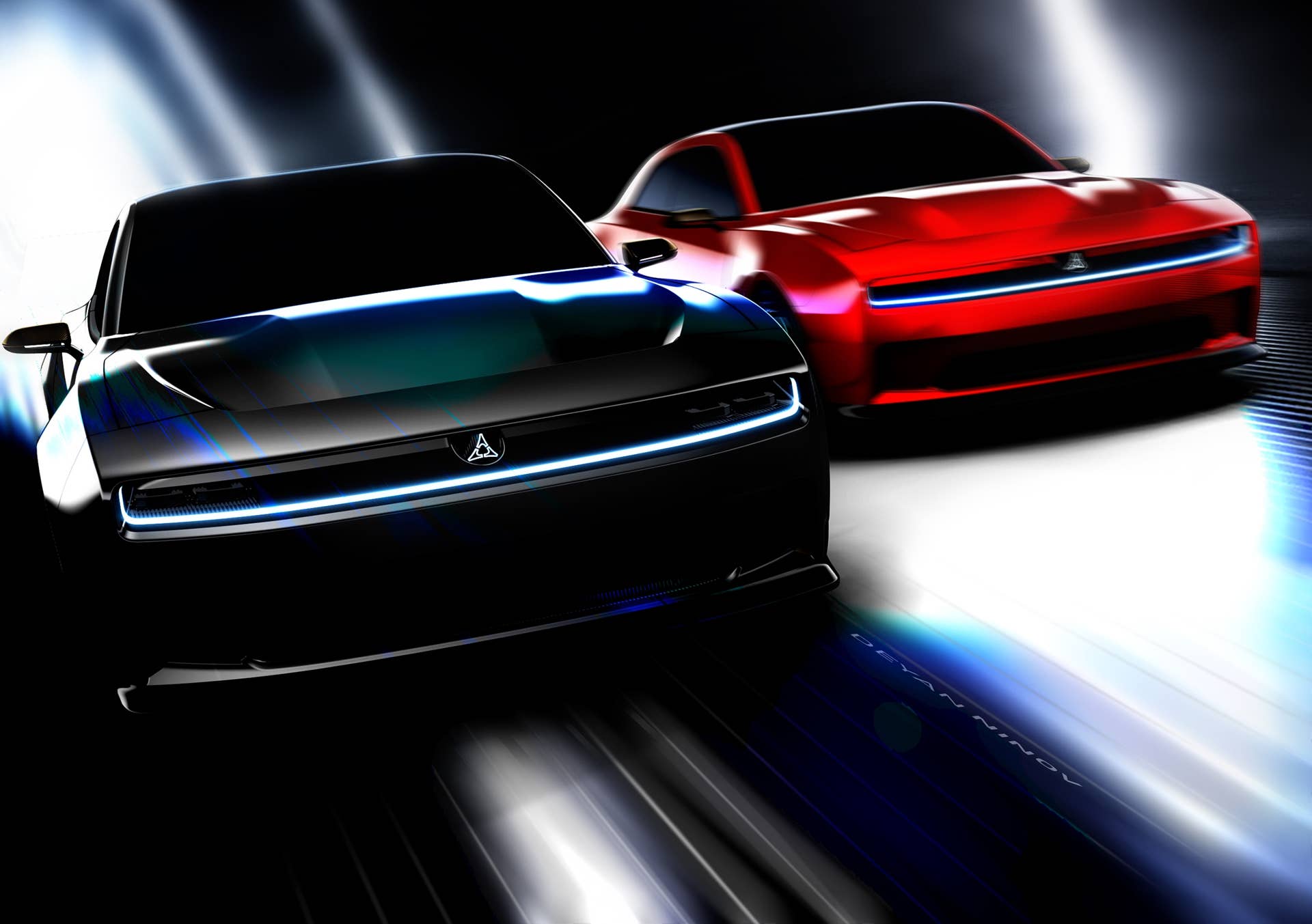 Dodge Charger Daytona SRT Concept exterior design sketch.