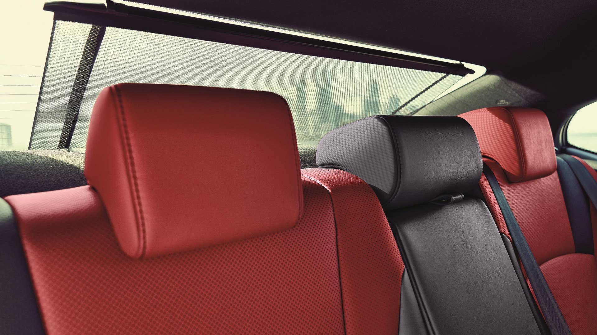 2025 Lexus ES with black and red interior rear seats