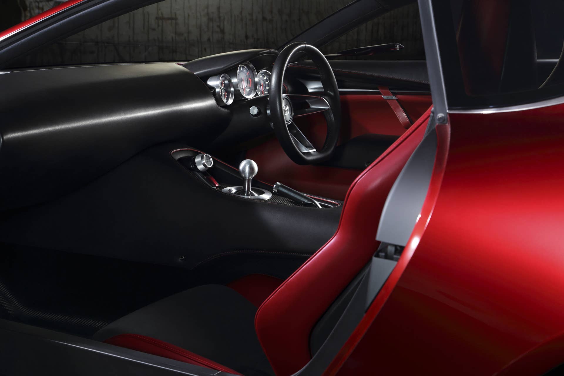 red mazda rx-vision concept passenger interior
