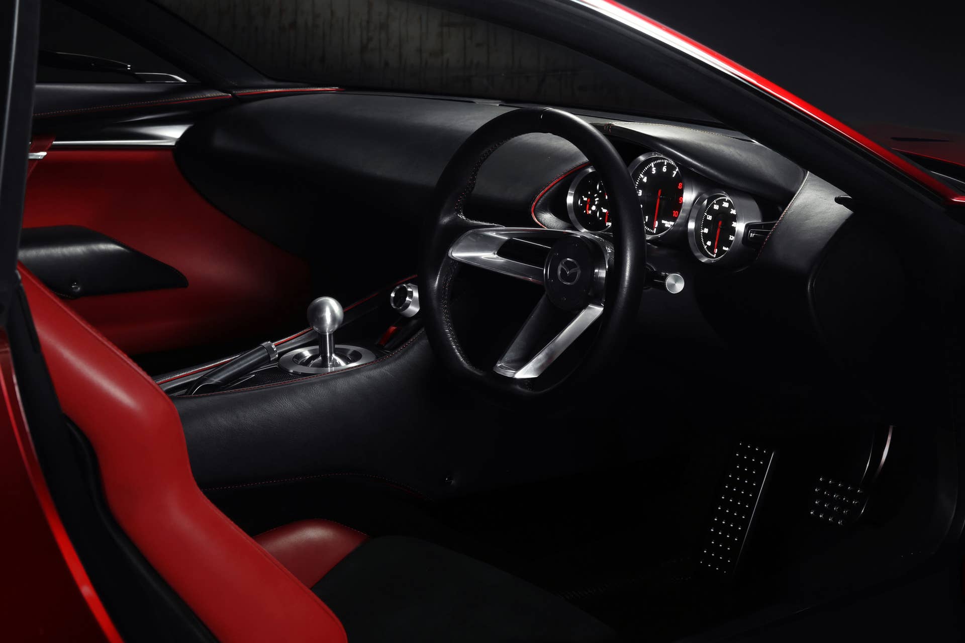 red mazda rx-vision concept driver interior