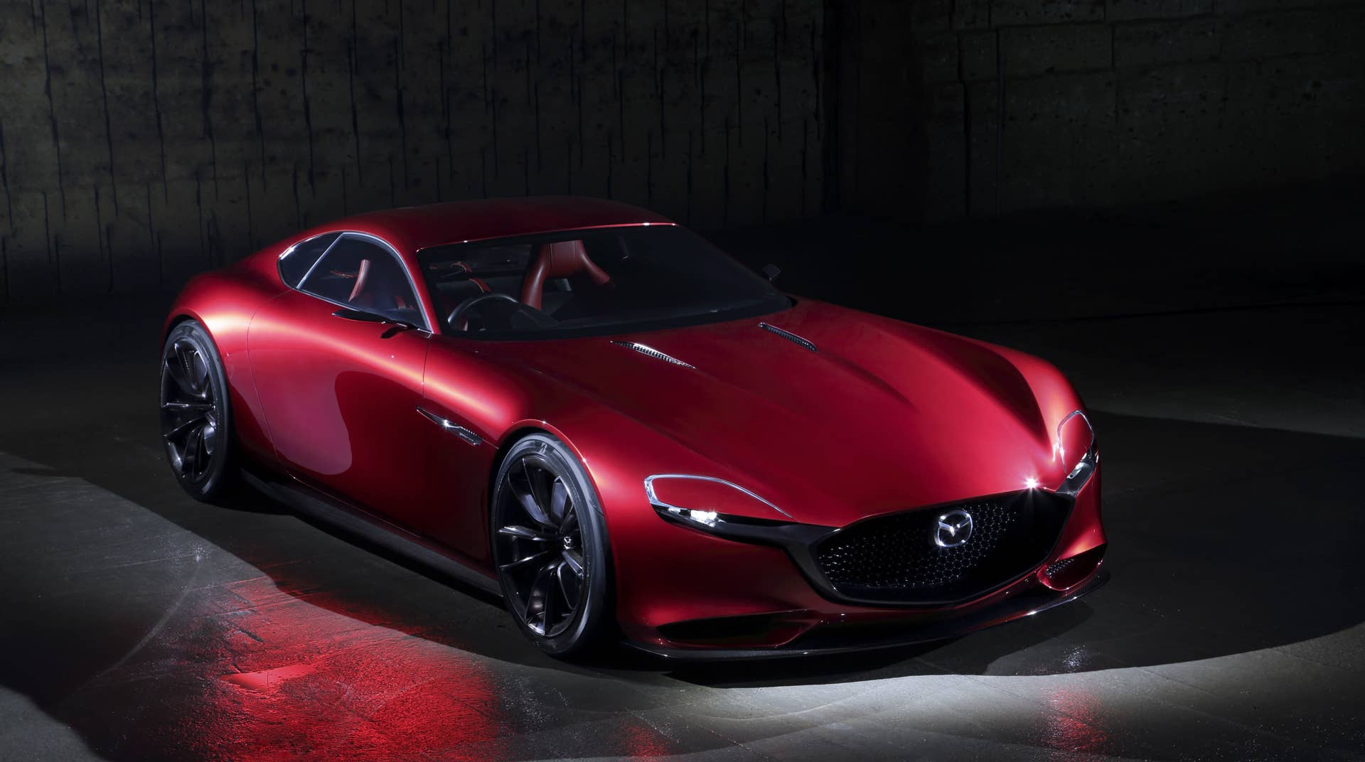 red mazda rx-vision concept top three quarters