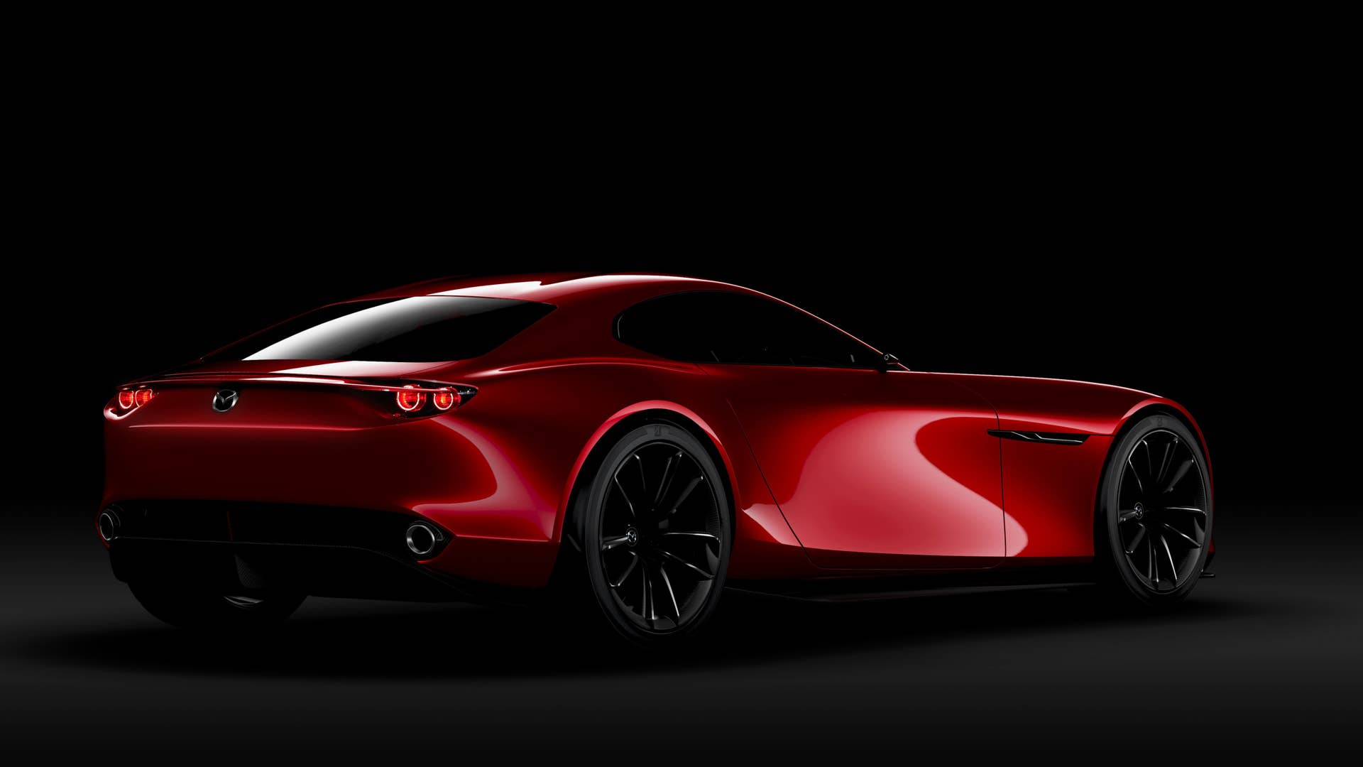 red mazda rx-vision concept rear three quarters black background