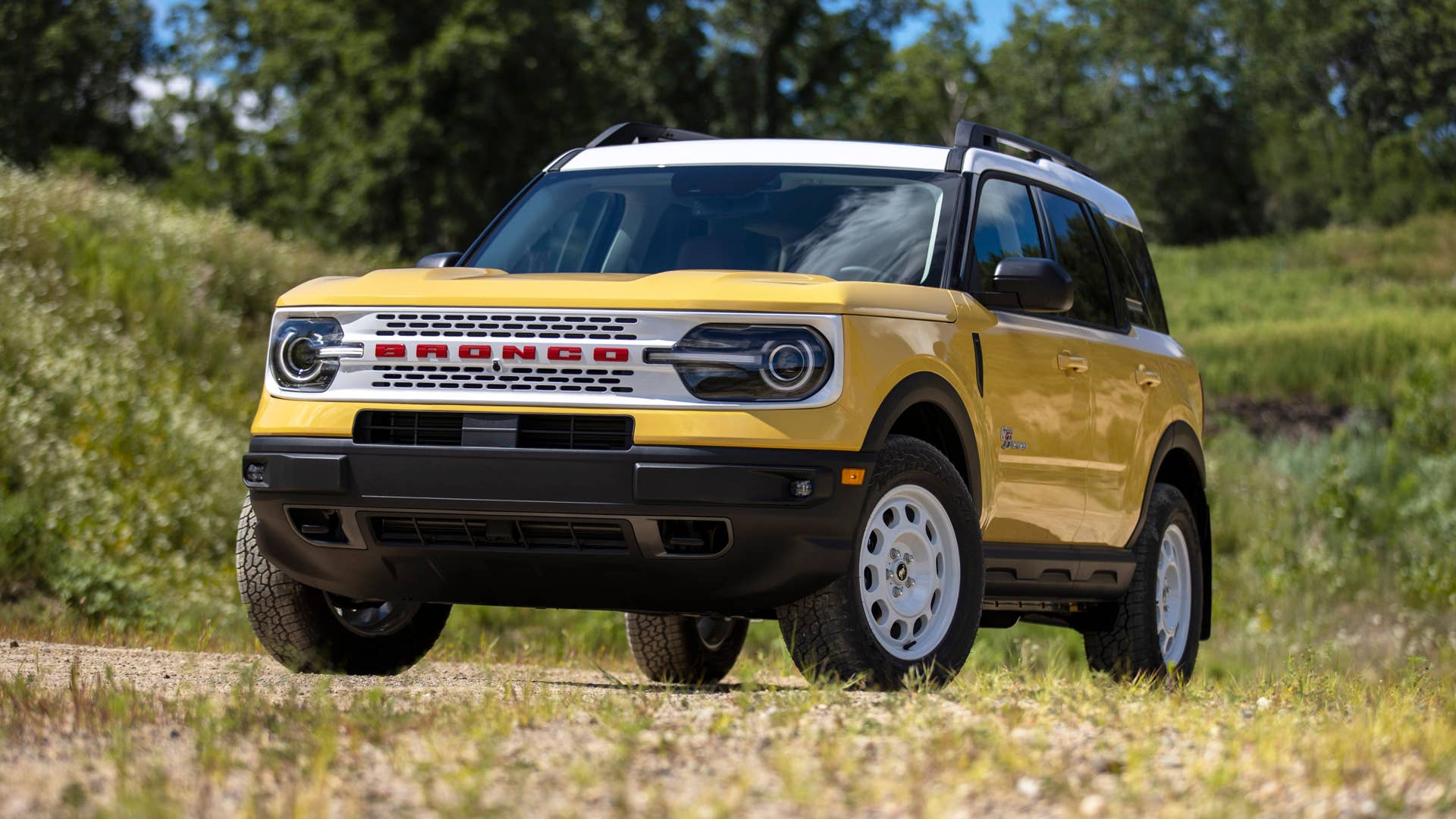 Bronco Sport Heritage Limited Edition available fall 2022. Limited availability. Preproduction models shown.  Always consult the Owner’s Manual before off-road driving, know your terrain and trail difficulty, and use appropriate safety gear.