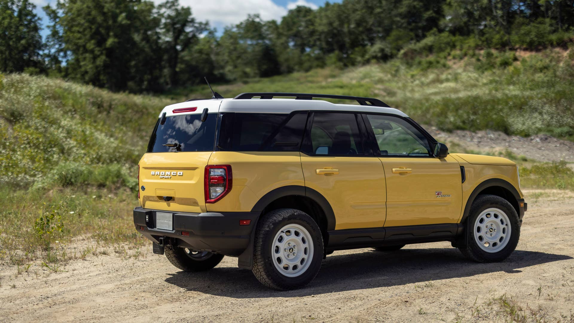 Bronco Sport Heritage Limited Edition available fall 2022. Limited availability. Preproduction models shown.  Always consult the Owner’s Manual before off-road driving, know your terrain and trail difficulty, and use appropriate safety gear.