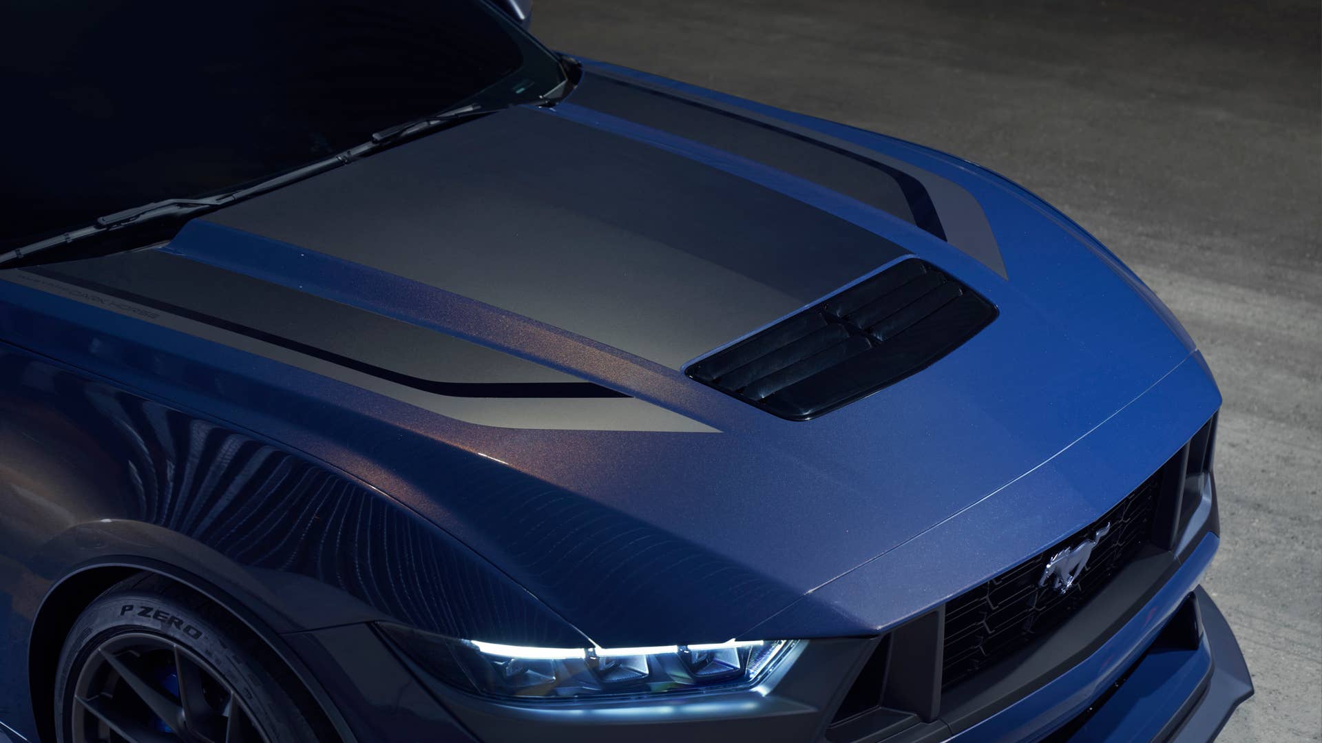 With sinister looks and a specially modified 5.0-liter V8 – the most powerful 5.0-liter V8 ever, projecting 500 horsepower – Dark Horse expands the Mustang lineup and sets a new benchmark for American street and track performance that could only come in a Mustang. Pre-production vehicles shown.