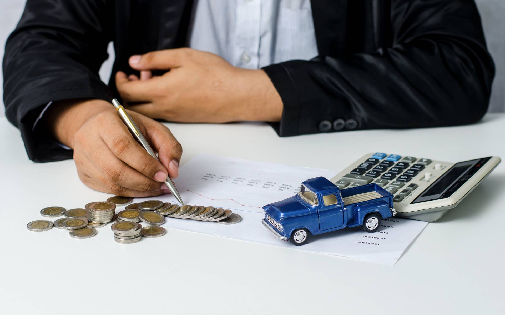 Car money and calculator. Payments and costs