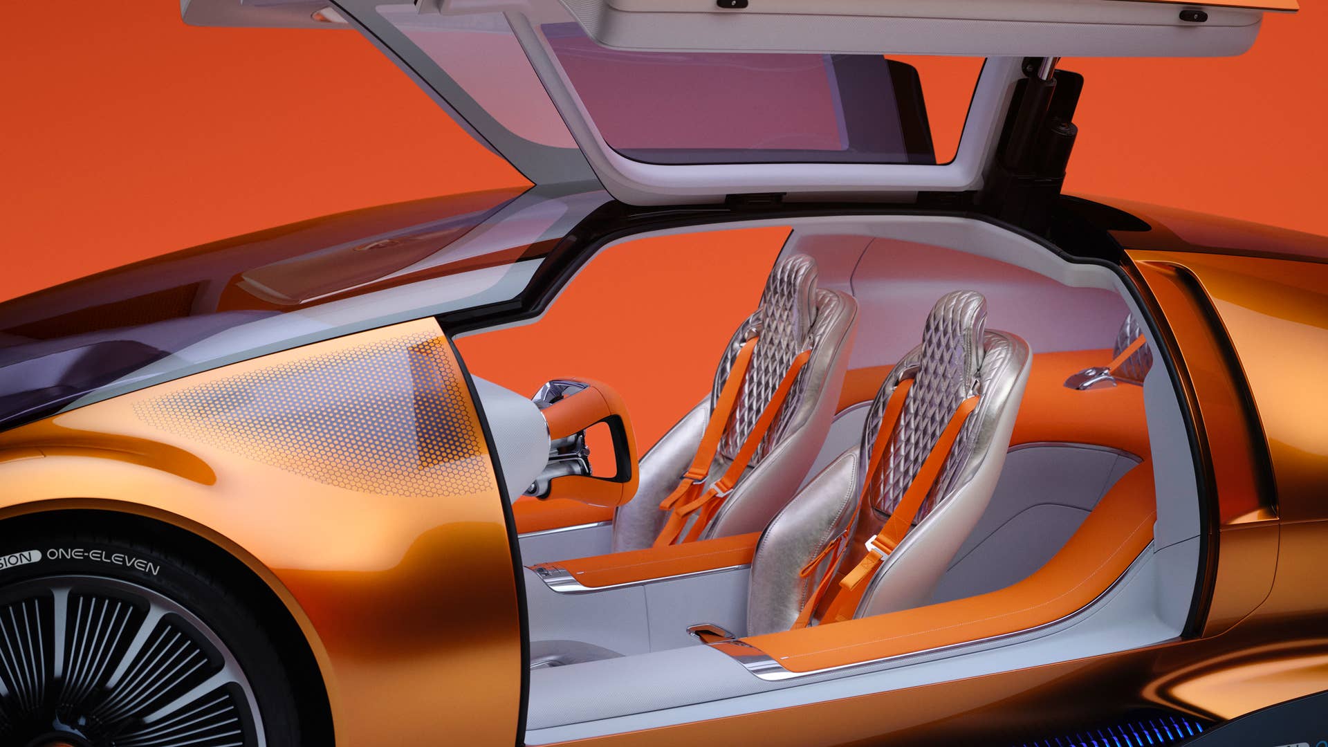 Mit dem Mercedes-Benz Vision One-Eleven präsentiert Mercedes-Benz eine neue Sportwagenstudie, die eine höchst dynamische Formensprache mit innovativer, vollelektrischer Antriebstechnologie kombiniert.  // Mercedes-Benz presents a new sports car study. The Vision One-Eleven combines a highly dynamic design language with innovative all-electric powertrain technology.
