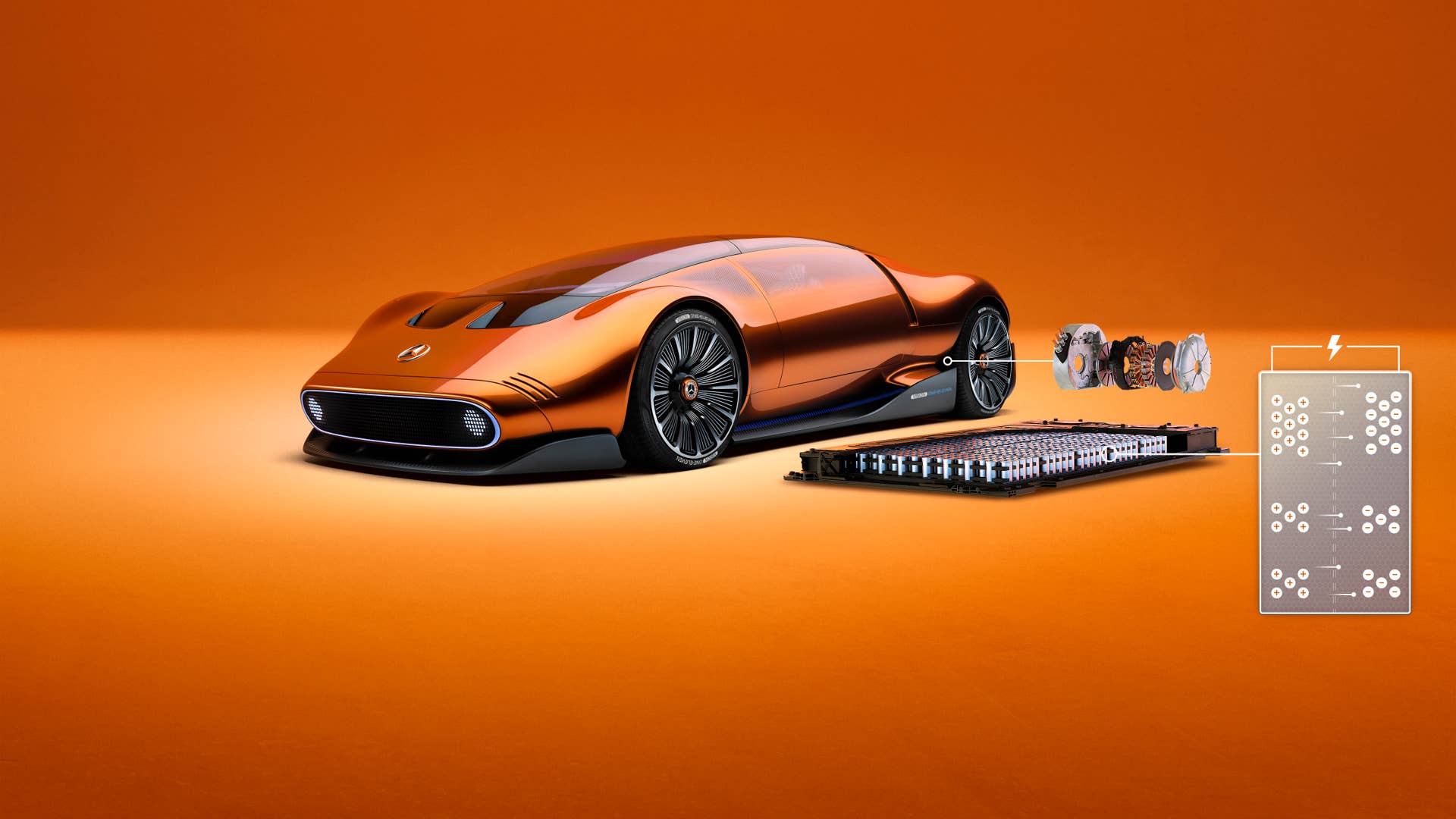 Mercedes-Benz Vision One-Eleven mit YASA Axialflussmotoren auf der Hinterachse und Rundzellenbatterie: Progressive Interpretation einer Markenikone der 1970er Jahre // Mercedes-Benz Vision One-Eleven with YASA axial flux motors on the rear axle and cylindrical cell battery: progressive interpretation of a 70s brand icon
