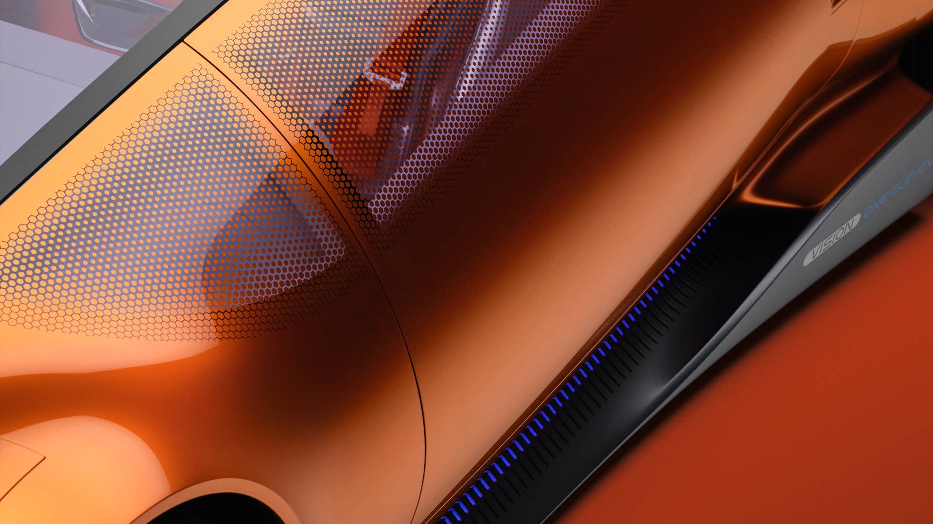 Mit dem Mercedes-Benz Vision One-Eleven präsentiert Mercedes-Benz eine neue Sportwagenstudie, die eine höchst dynamische Formensprache mit innovativer, vollelektrischer Antriebstechnologie kombiniert.  // Mercedes-Benz presents a new sports car study. The Vision One-Eleven combines a highly dynamic design language with innovative all-electric powertrain technology.