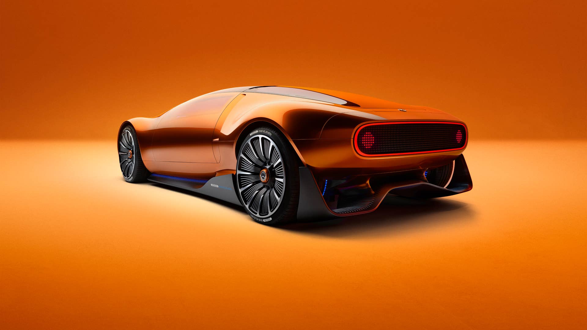 Mit dem Mercedes-Benz Vision One-Eleven präsentiert Mercedes-Benz eine neue Sportwagenstudie, die eine höchst dynamische Formensprache mit innovativer, vollelektrischer Antriebstechnologie kombiniert.  // Mercedes-Benz presents a new sports car study. The Vision One-Eleven combines a highly dynamic design language with innovative all-electric powertrain technology.