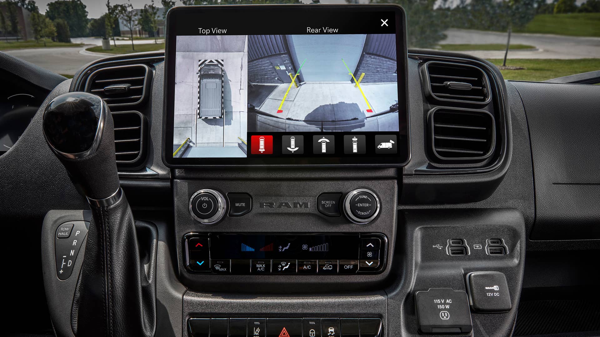 2023 Ram ProMaster fully configurable Uconnect 5 touchscreen display with 360-degree Surround View camera