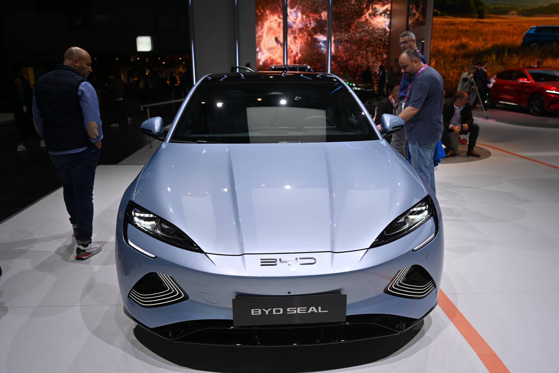 PARIS, FRANCE - OCTOBER 17: Chinese automaker BYD Seal on display during the Mondial de l'Automobile (Paris Motor Show) at the Porte de Versailles Exhibition Center in Paris, France on October 17, 2022. (Photo by Mustafa Yalcin/Anadolu Agency via Getty Images)