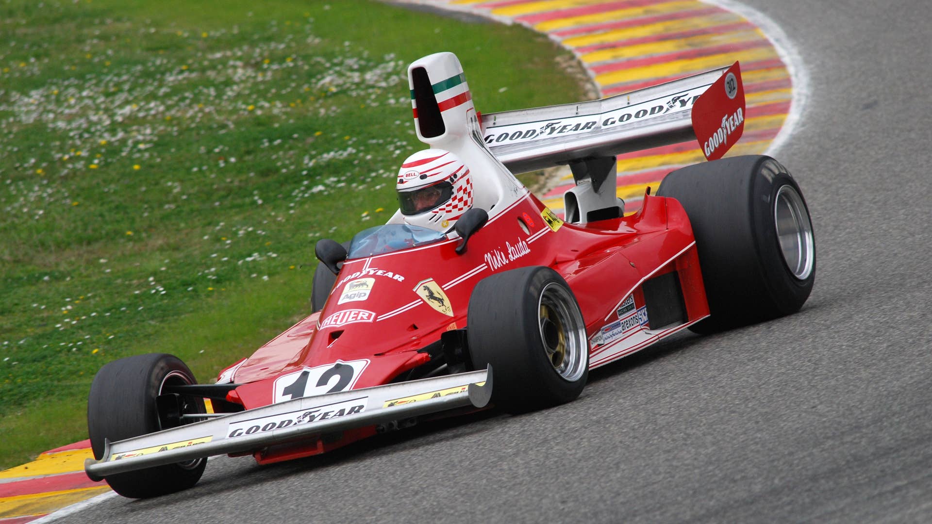 Mugello Circuit 1 April 2007: Unknown run with Historic Ferrari F1 312T ex Niki Lauda on Mugello Circuit in Italy during Mugello Historic Festival.