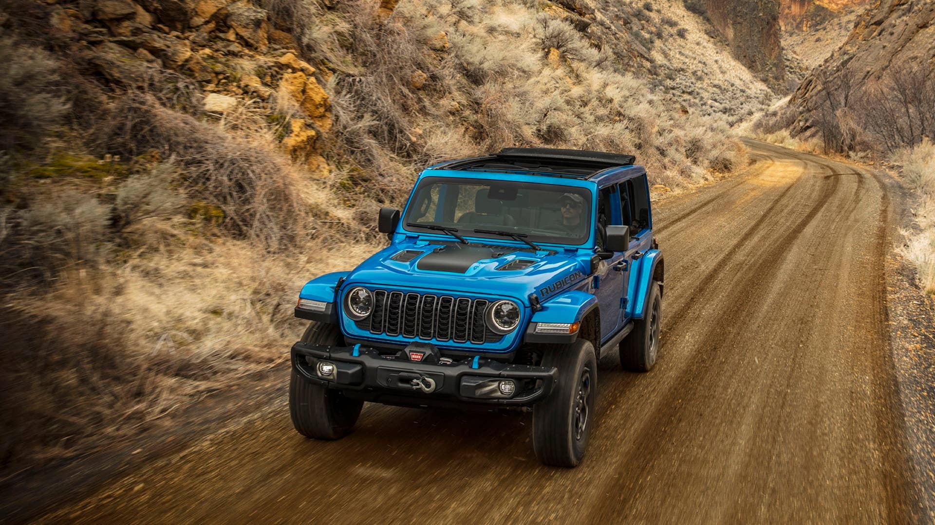 New 2024 Jeep® Wrangler Rubicon X 4xe with available factory-installed 8,000-lb.-capacity Warn winch
