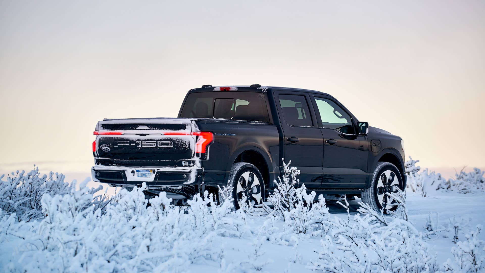 Preproduction model with optional equipment driven under test conditions. Professional driver on closed course. Do not attempt. 2022 Ford F-150 Lightning production begins spring 2022.