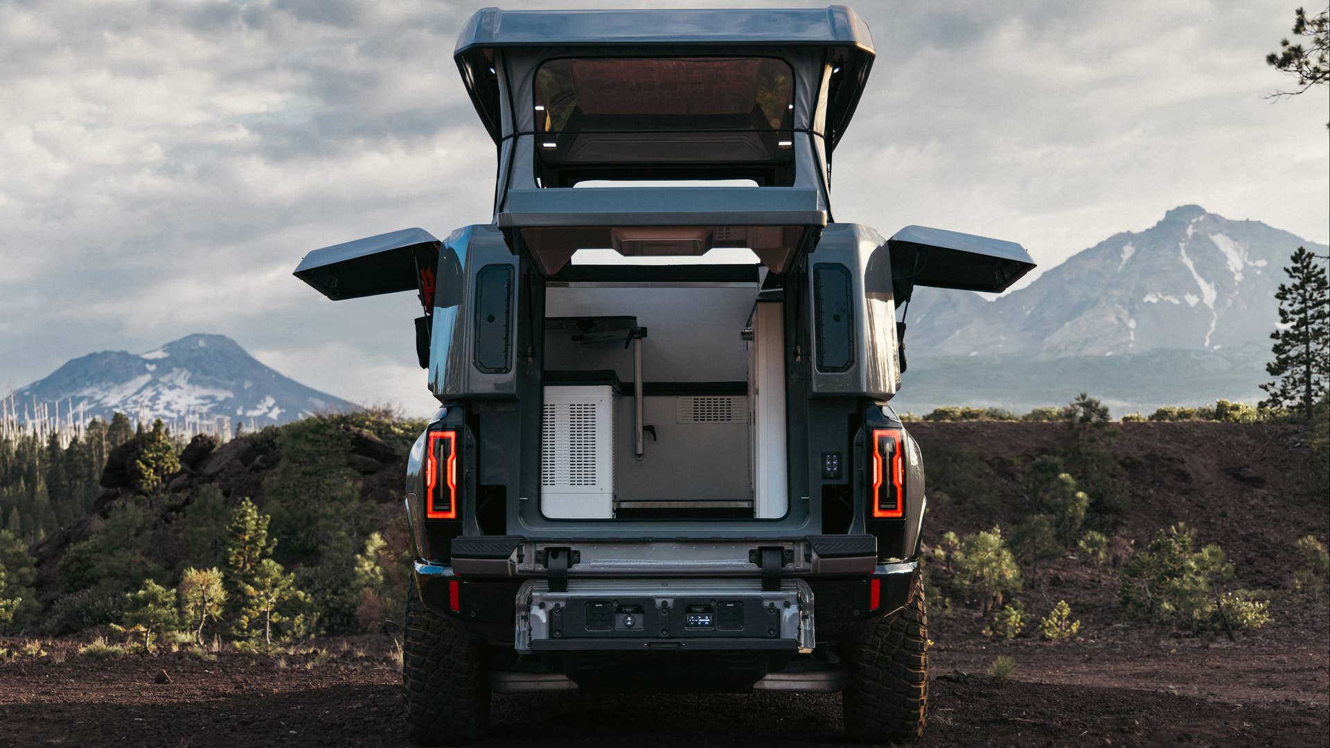 Back of the GMC HUMMER EV EarthCruiser Upfit by EarthCruiser.