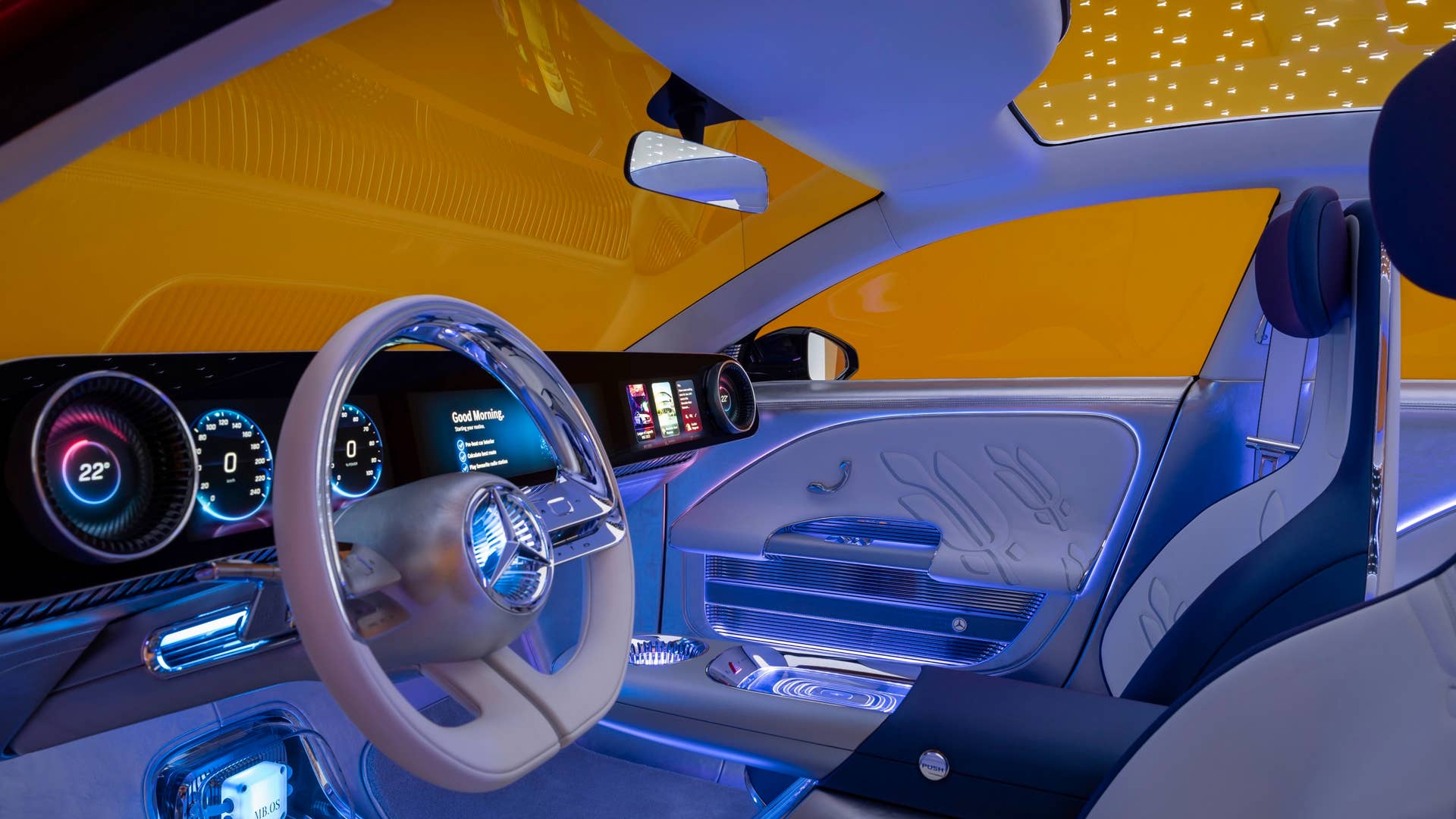 Mercedes-Benz Concept CLA Class: Inside the spacious and airy interior the aesthetic theme is one of utmost modernity. // Mercedes-Benz Concept CLA Class: Die Ästhetik im geräumigen und luftigen Innenraum ist von äußerster Modernität geprägt