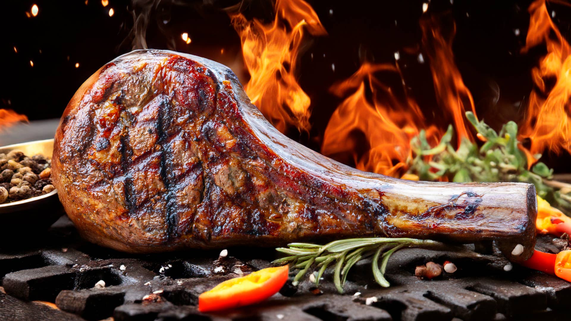 freshly grilled Tomahawk steaks